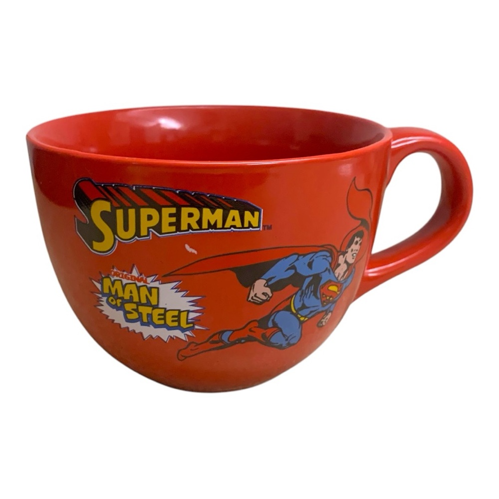 DC Comics Superman "Man of Steel" 24 oz Red Collectible Ceramic Cup Mug Bowl